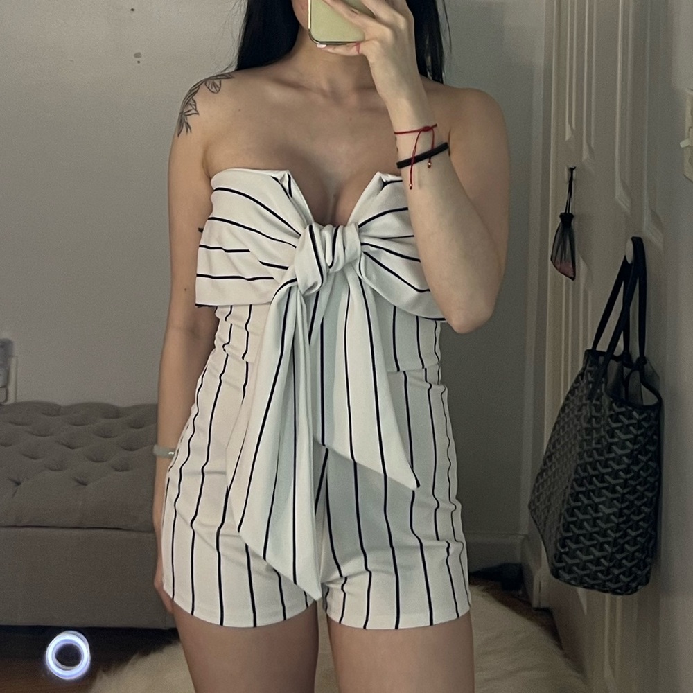 Black & White Stripe Romper